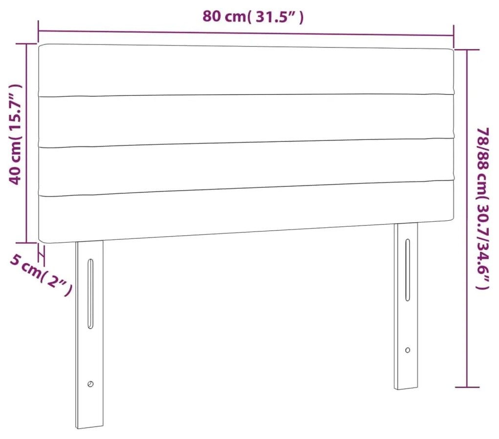 Κεφαλάρι Κρεβατιού LED Σκούρο Γκρι 80x5x78/88 εκ. Βελούδινο - Γκρι