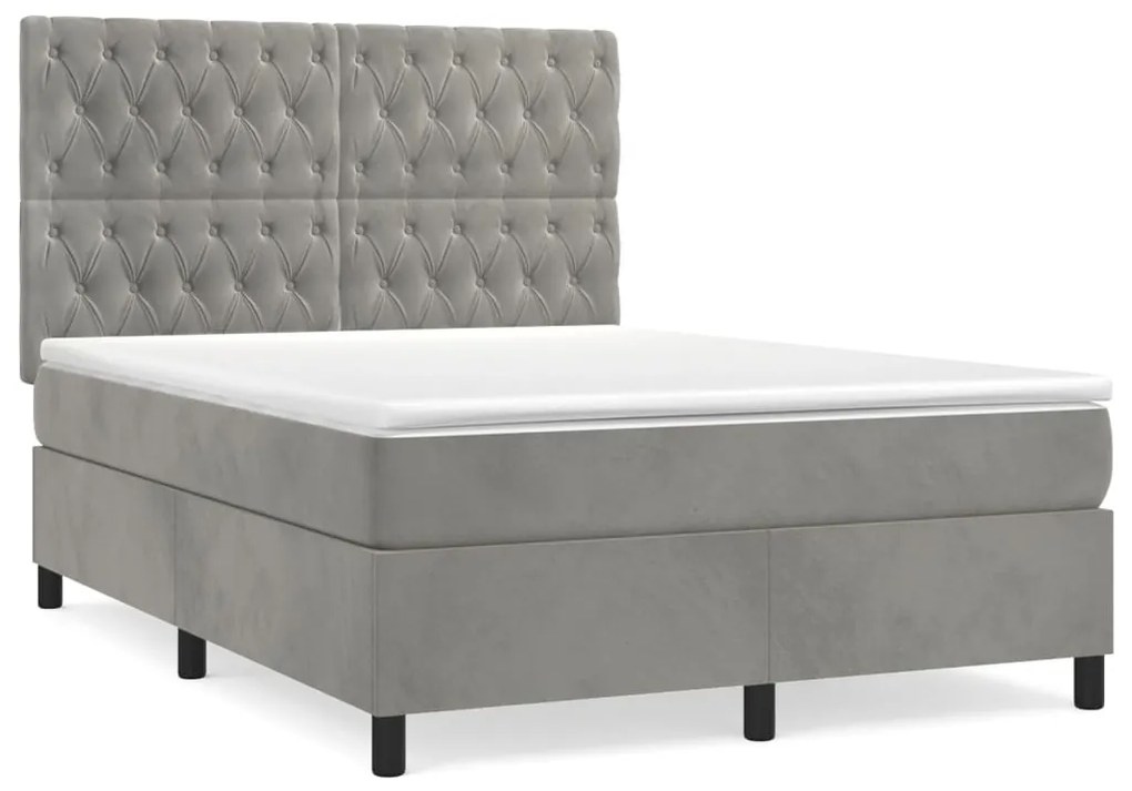 ΚΡΕΒΑΤΙ BOXSPRING ΜΕ ΣΤΡΩΜΑ ΑΝΟΙΧΤΟ ΓΚΡΙ 140X190 ΕΚ. ΒΕΛΟΥΔΙΝΟ 3143199