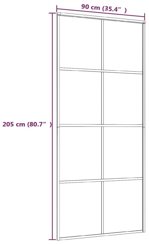 Συρόμενη Πόρτα Λευκή Αμμοβολή 90 x 205 εκ. Γυαλί ESG/Αλουμίνιο - Λευκό