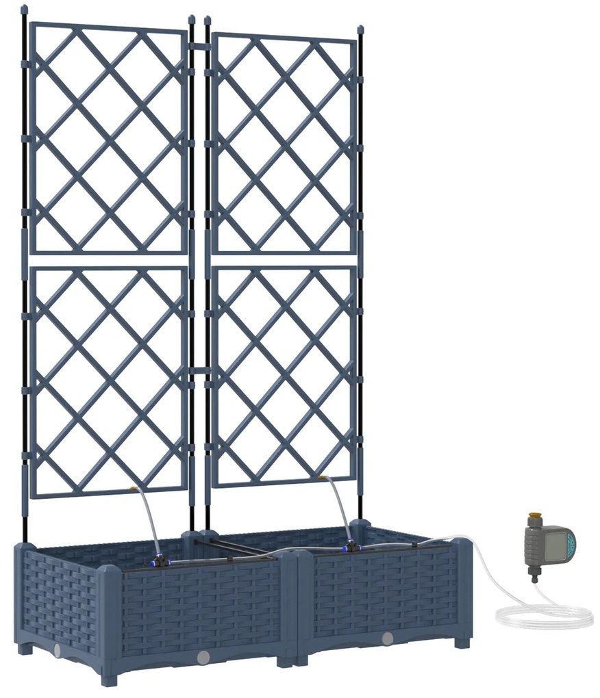 vidaXL Γλάστρες Κήπου 1 τεμ Καφασωτό Γκρι 80 x 40 x 126 cm Πλαστικό