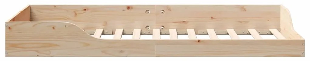 vidaXL Κρεβάτι δαπέδου Καφέ 90 x 200 cm Μασίφ ξύλο πεύκου
