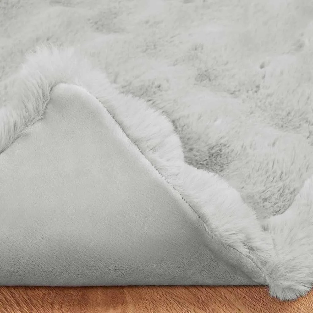 vidaXL Ψεύτικη κουβέρτα από κουνέλι 4 pcs Γκρι 220 x 240 cm