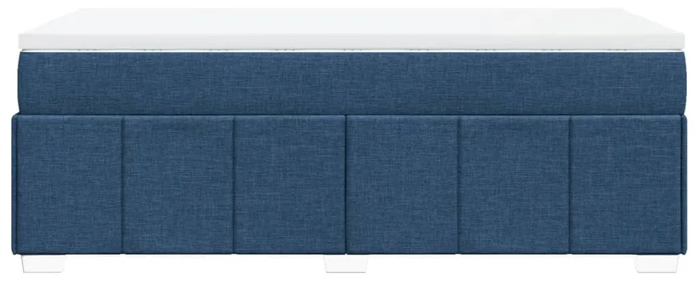 Κρεβάτι Boxspring με Στρώμα Μπλε 80x200 εκ. Υφασμάτινο - Μπλε