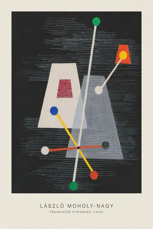 Αναπαραγωγή Truncated Pyramids (Original Bauhaus in Black, 1946) - Laszlo / László Maholy-Nagy