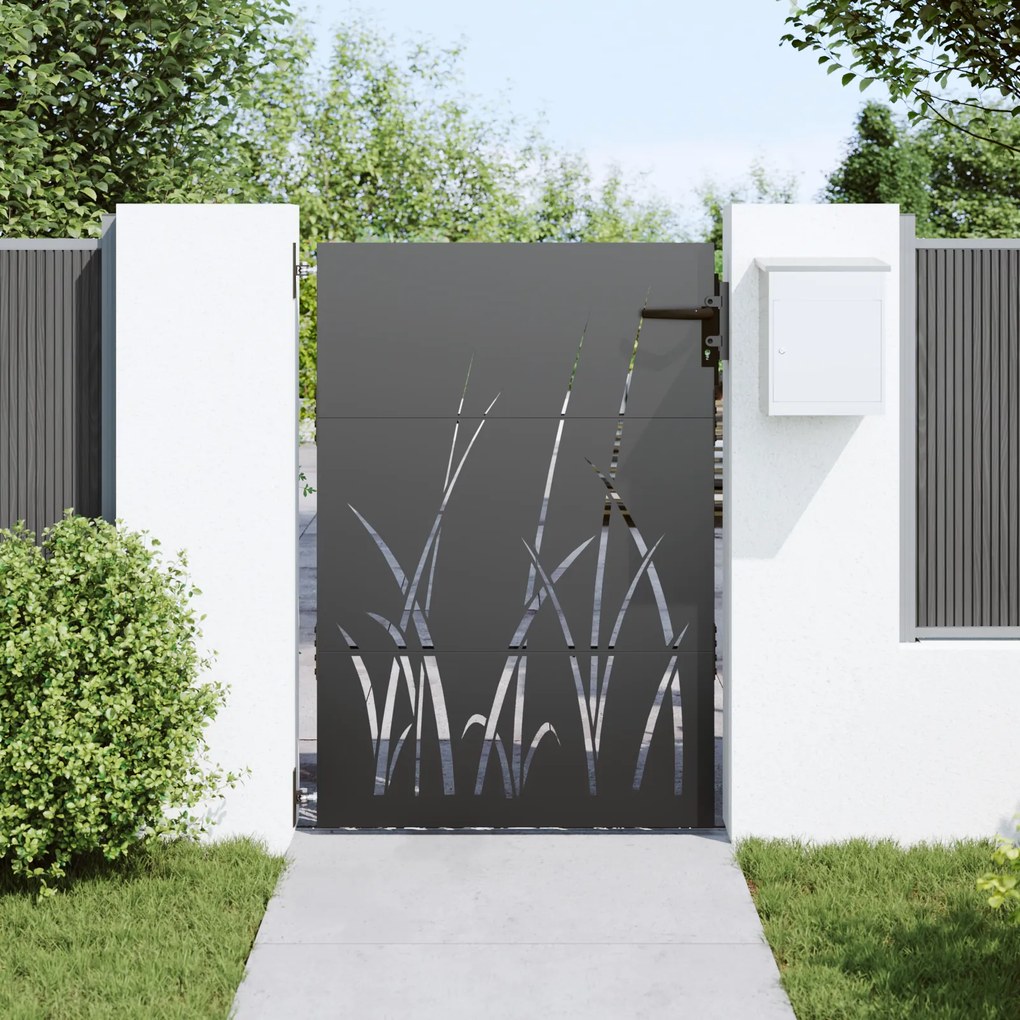 vidaXL Πύλη Κήπου Μαύρο 105 x 125 cm Ατσάλι με Επικάλυψη Πούδρας