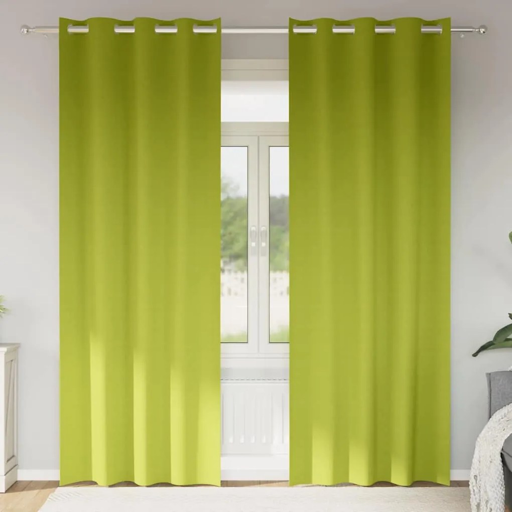 vidaXL Κουρτίνες με κουρτίνες 2 pcs Λαχανί 245 x 140 εκ. Πολυεστέρας