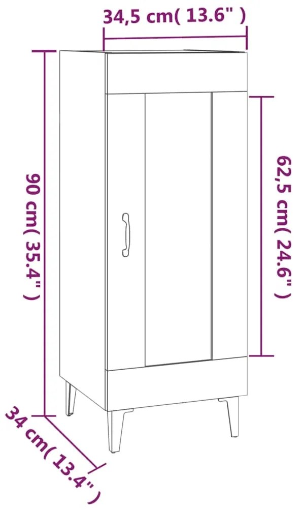 Ντουλάπι Sonoma Δρυς 34,5x34x90 εκ. από Επεξεργασμένο Ξύλο - Καφέ