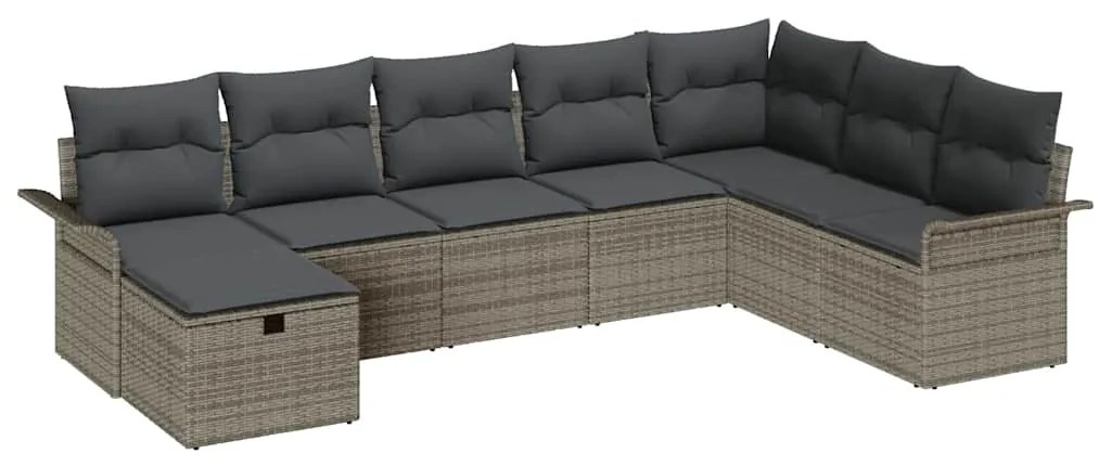 vidaXL Σετ Καναπέ Κήπου 8 pcs Γκρι 297.5 x 187.5 x 85 εκ Πολυ ράταν