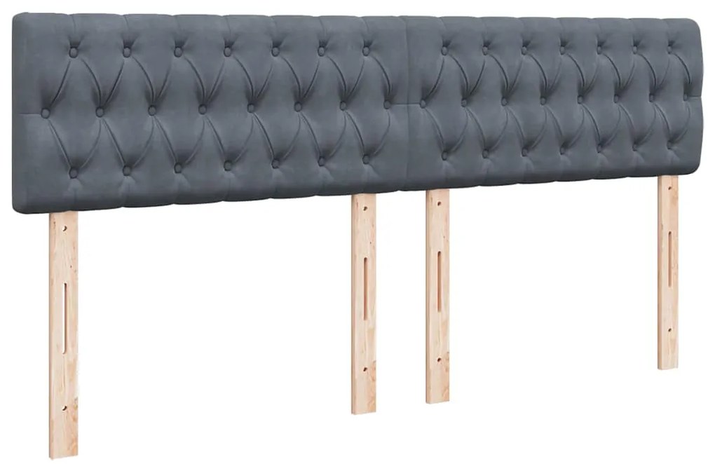 vidaXL Κρεβάτι Boxspring με Στρώμα Σκούρο Γκρι 200x200 εκ. Βελούδινο