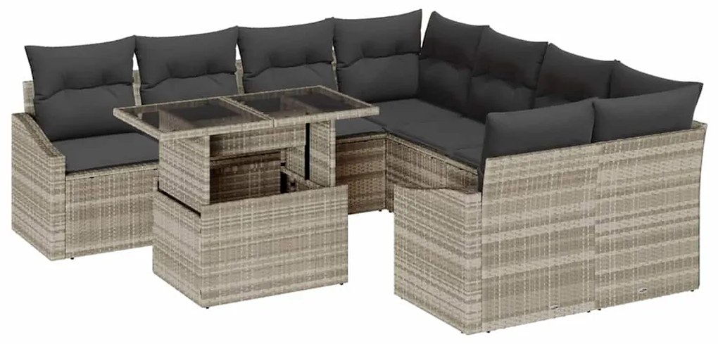 vidaXL Σετ Καναπέ Κήπου 9 pcs Ανοιχτό γκρι 100 x 55 x 73 εκ