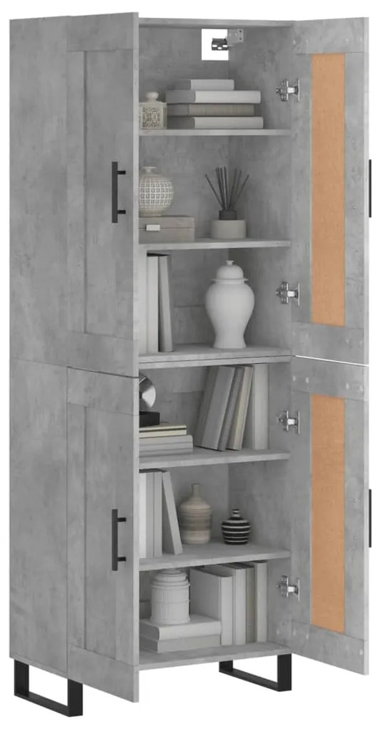 vidaXL Ντουλάπι Γκρι Σκυροδέματος 69,5x34x180 εκ. Επεξεργασμένο Ξύλο
