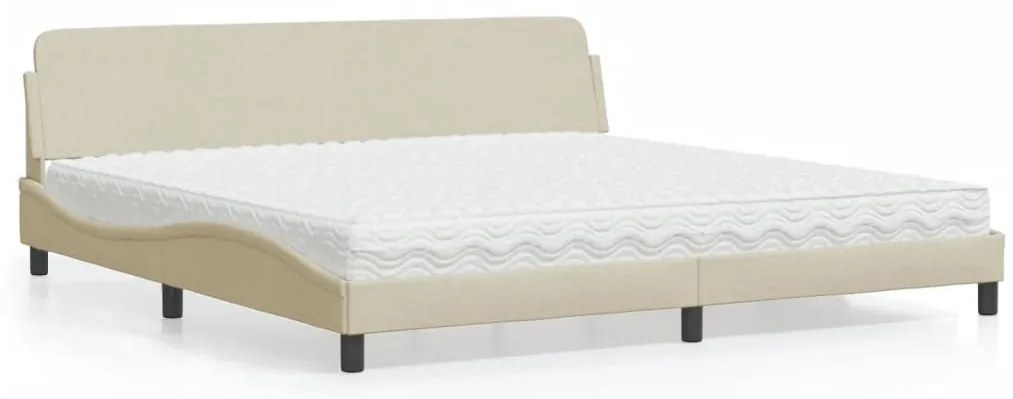 Κρεβάτι με Στρώμα Dover Κρεμ 200x200 εκ. Υφασμάτινο