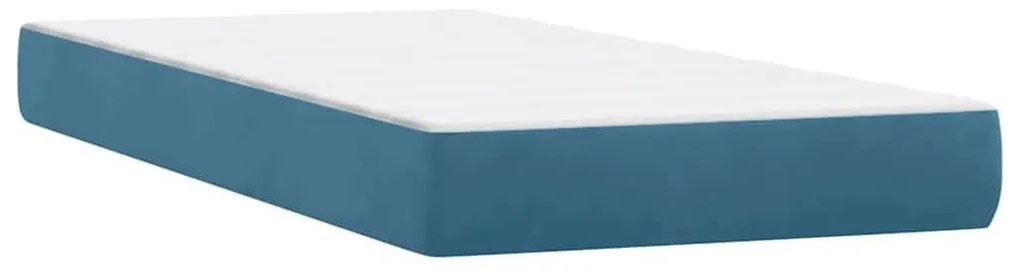 Κρεβάτι Boxspring με Στρώμα Σκούρο Μπλε 180x210 εκ. Βελούδινο - Μπλε