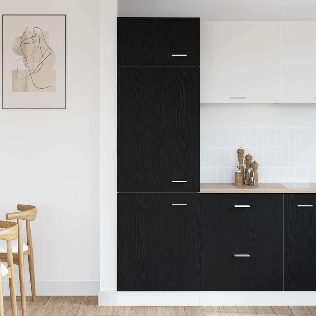 vidaXL Ντουλάπα Ψυγείου Μαύρη δρυς 60 x 57 x 207 εκ Επεξεργασμένο ξύλο