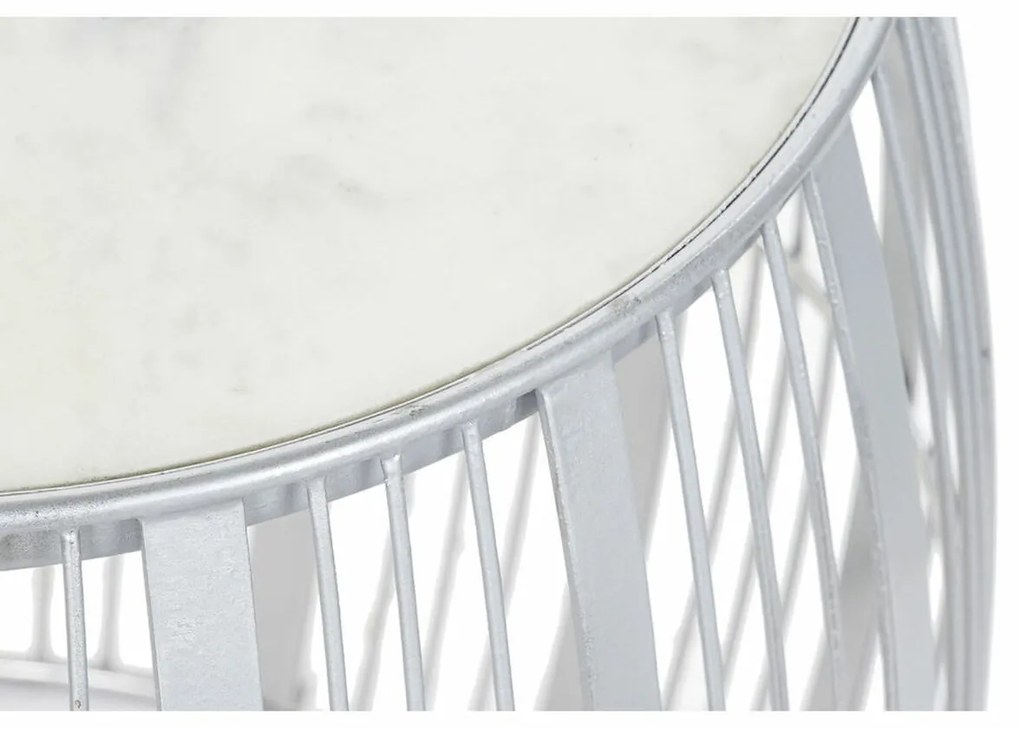 Βοηθητικό Τραπέζι DKD Home Decor Λευκό Μάρμαρο Σίδερο Ασημί (46 x 46 x 41 cm)