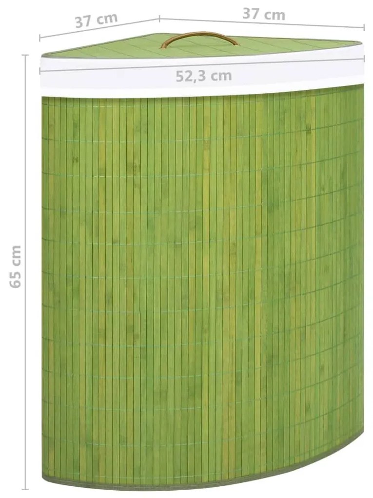 Καλάθι Άπλυτων Γωνιακό Πράσινο 60 Λίτρων από Μπαμπού - Πράσινο