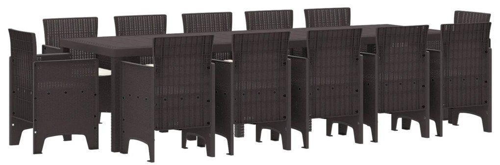 vidaXL Σέτ φαγητού για κήπο 13 pcs Καφέ 300 x 100 x 73 εκ Ρατάν