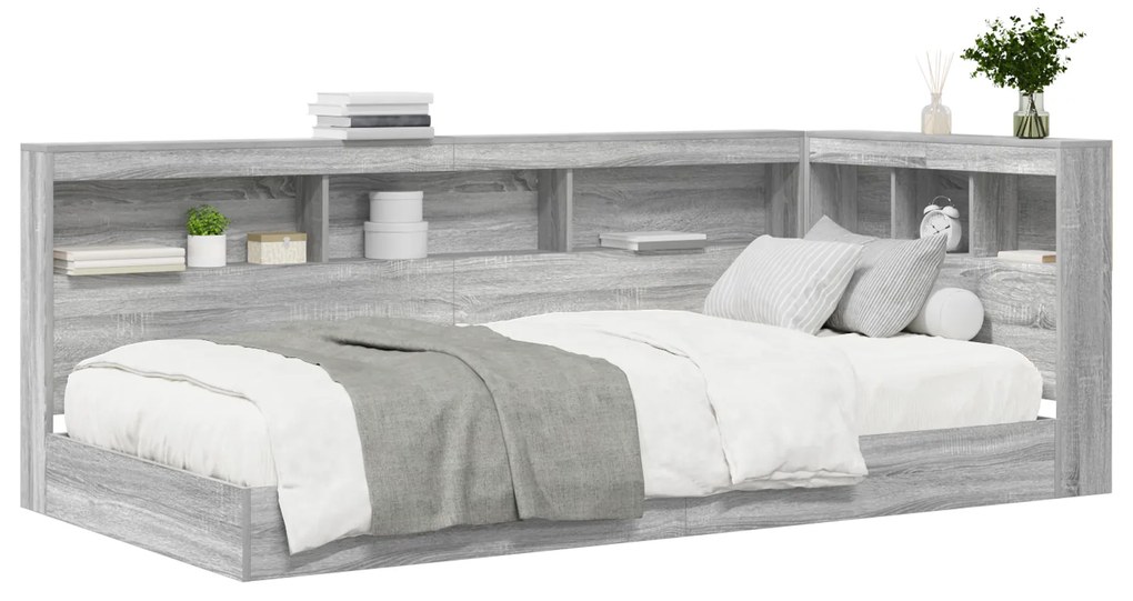 vidaXL Κρεβάτι Βιβλιοθήκη  Γκρι Σονομά 75x190 εκ. από Σύνθετο Ξύλο