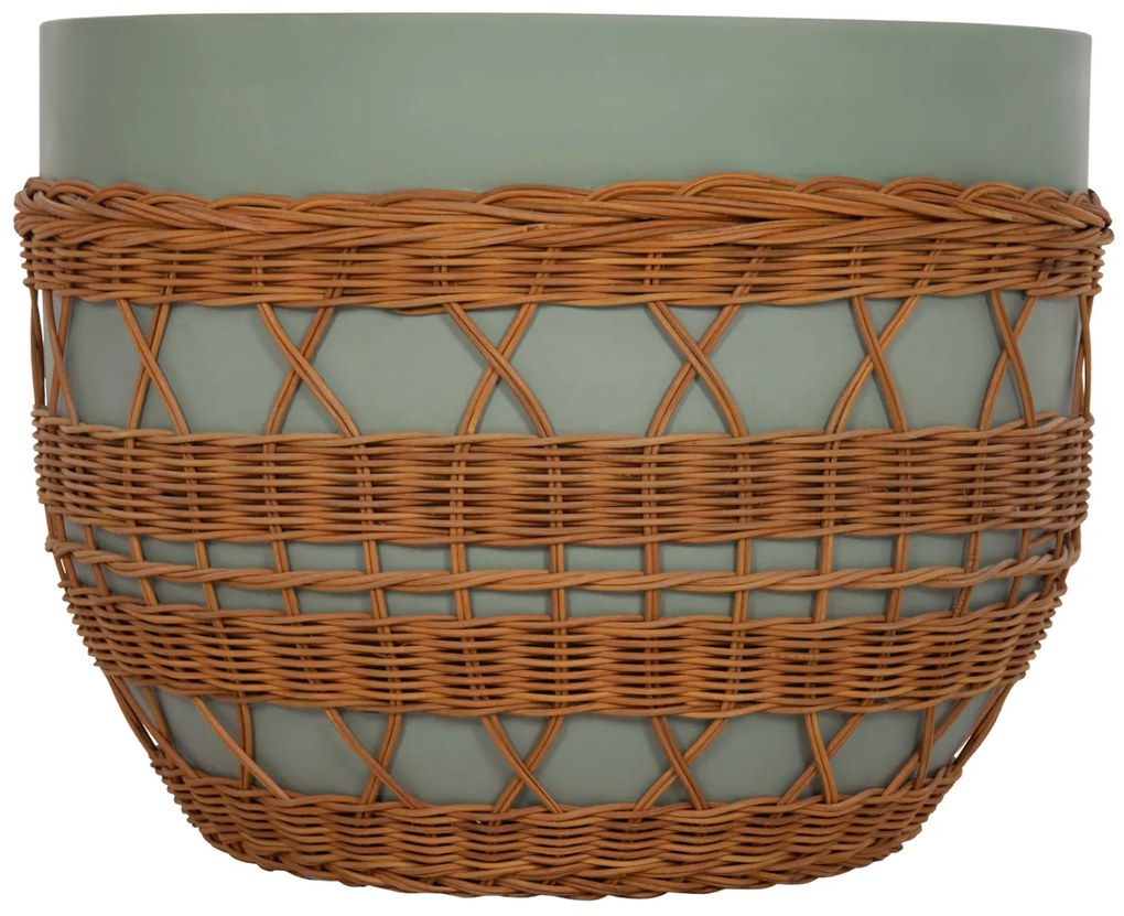 ΤΡΑΠΕΖΙ ΣΑΛΟΝΙΟΥ VILHENA HM18165 FIBER CEMENT ΠΡΑΣΙΝΟ-RATTAN ΦΥΣΙΚΟ Φ56x47Υεκ.