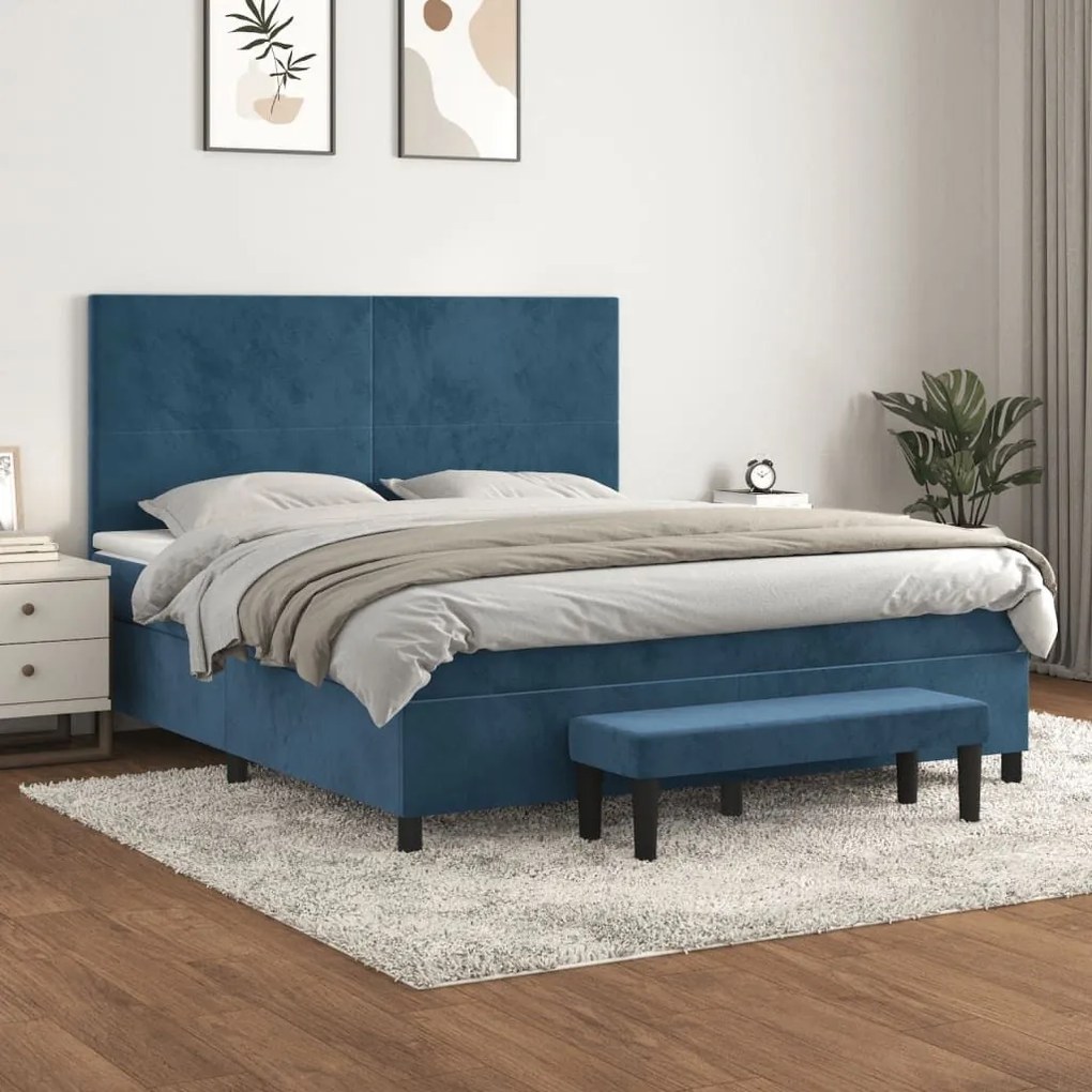 ΚΡΕΒΑΤΙ BOXSPRING ΜΕ ΣΤΡΩΜΑ ΣΚΟΥΡΟ ΜΠΛΕ 160X200 ΕΚ. ΒΕΛΟΥΔΙΝΟ 3137735