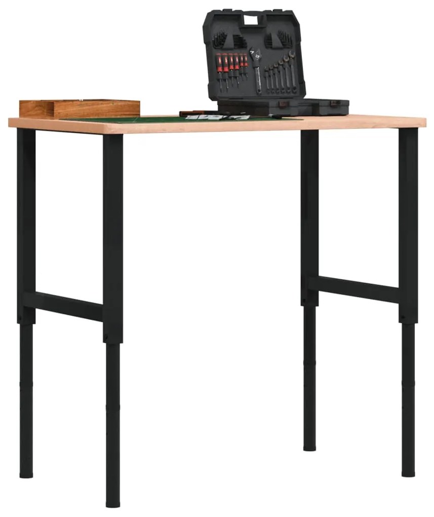 vidaXL Πάγκος Εργασίας Ορθογώνιος 100x60x(71,5-98) εκ Μασίφ Ξύλο Οξιάς
