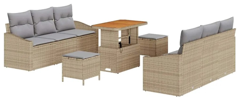 vidaXL Σετ Καναπέ Κήπου 9 pcs Μπεζ, Ανοιχτό Γκρι 90 x 55 x 71 cm
