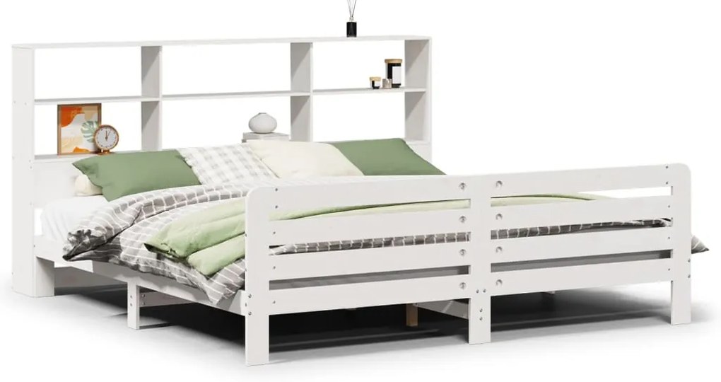 vidaXL Σκελετός Κρεβ. Χωρίς Στρώμα Λευκό 180x200 εκ Μασίφ Πεύκο
