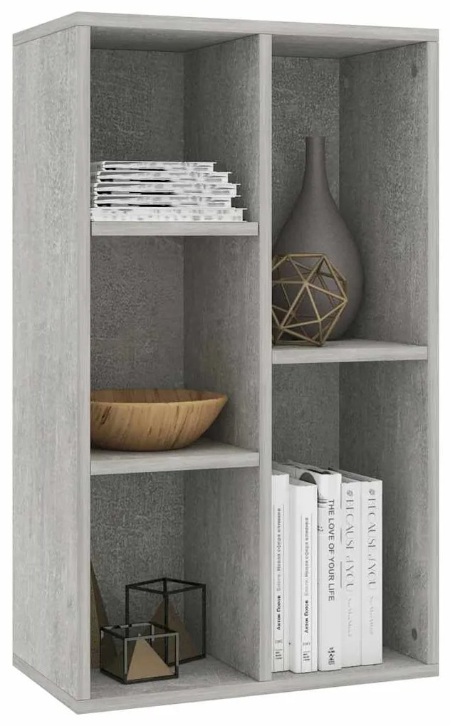 vidaXL Ραφιέρα/Βιβλιοθήκη Γκρι Σκυροδέματος 50x25x80 εκ. Επεξ. Ξύλο