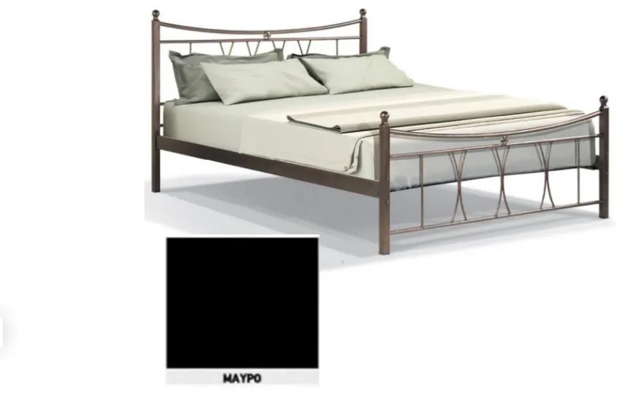 Κρεβάτι ΠΟΛΥΜΝΙΑ για στρώμα 140χ190 διπλό Μαύρο χρώμα