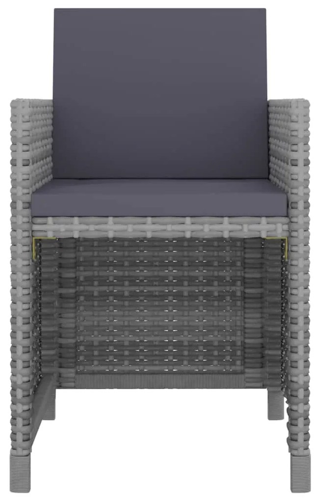 vidaXL Σετ Τραπεζαρίας Εξ. Χώρου 13 τεμ Ανθρακί Συνθ Ρατάν + Μαξιλάρια