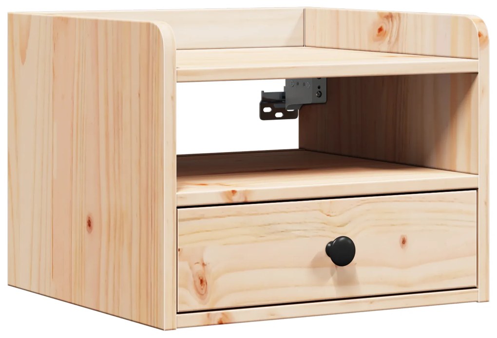 vidaXL Κομοδίνο με συρτάρι Επιτοίχιο Καφέ 38 x 36 x 29.5 εκ Συμπαγές ξύλο πεύκου