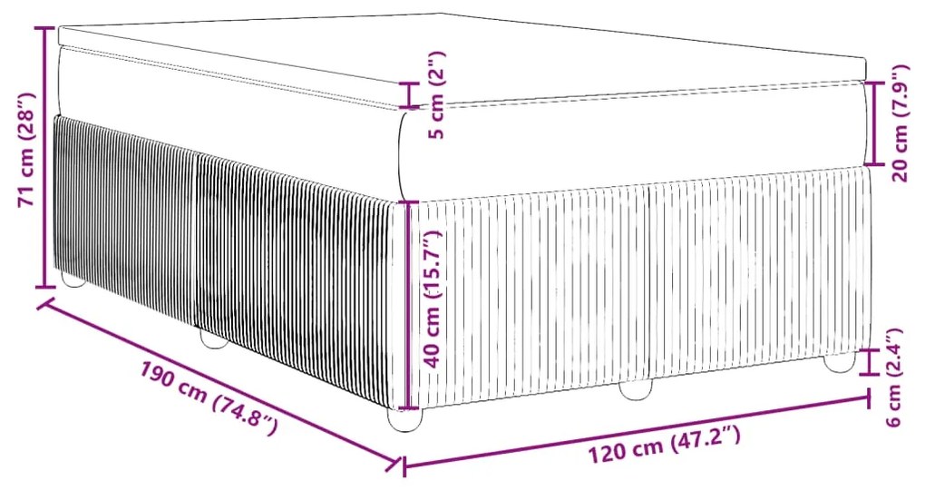 ΚΡΕΒΑΤΙ BOXSPRING ΜΕ ΣΤΡΩΜΑ ΣΚΟΥΡΟ ΚΑΦΕ 120X190 ΕΚ ΥΦΑΣΜΑΤΙΝΟ 3285556