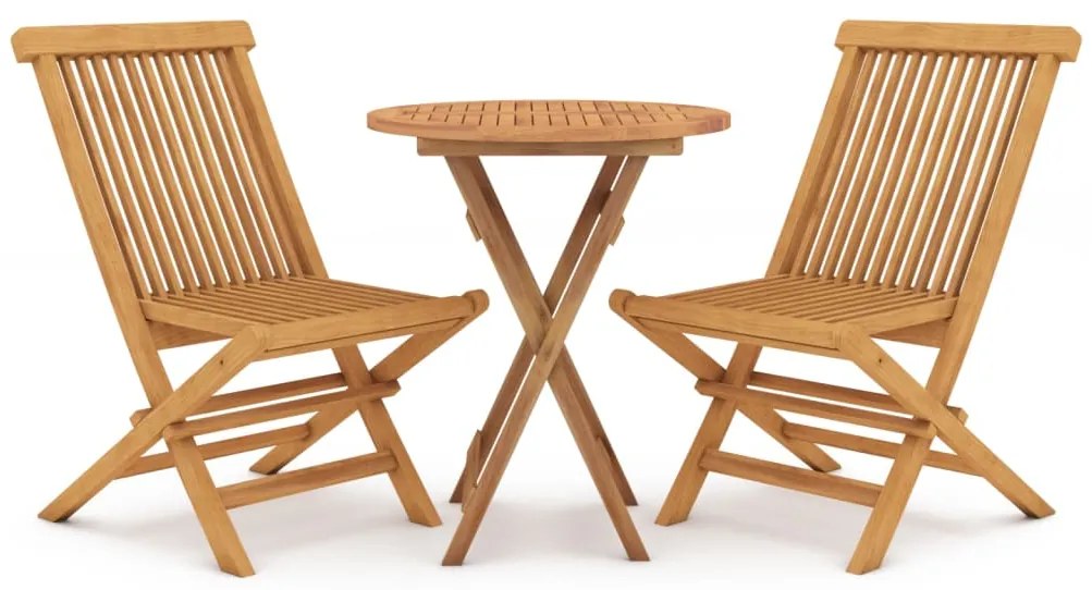 vidaXL Σετ Τραπεζαρίας Κήπου 3 Τεμαχίων από Μασίφ Ξύλο Teak