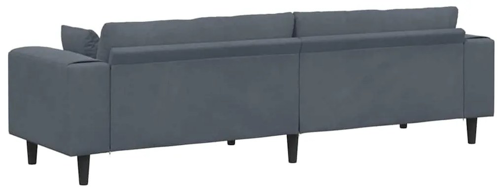 vidaXL Καναπές με μαξιλάρι Σκούρο Γκρι 250 x 77 x 76 εκ. Βελούδο