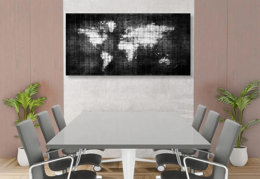 Εικόνα του κόσμου σε έναν χάρτη σε ασπρόμαυρο - 120x60