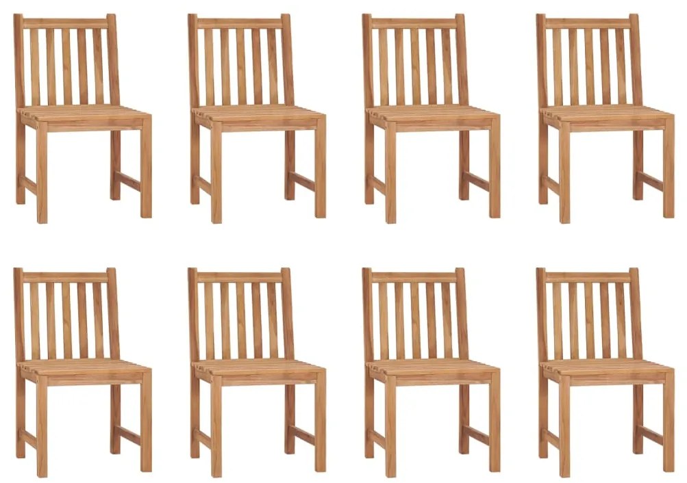 vidaXL Καρέκλες Κήπου 8 Τεμαχίων από Μασίφ Ξύλο Teak με Μαξιλάρια
