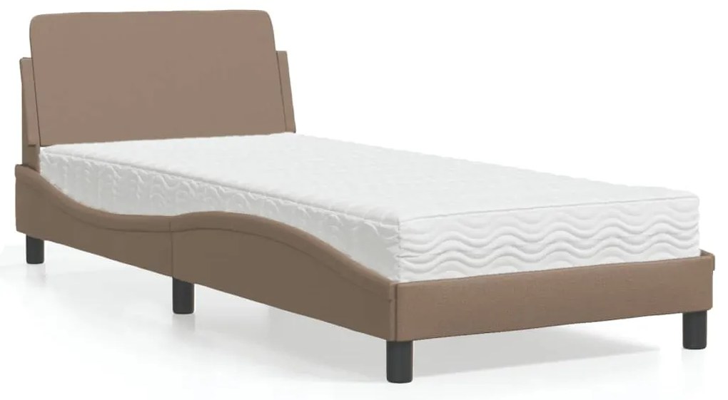 Κρεβάτι με Στρώμα Dover Καπουτσίνο 90x190 εκ. από Συνθετικό. Δέρμα