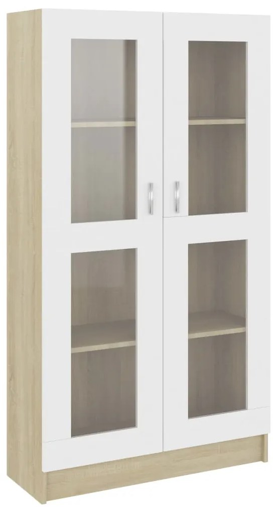 vidaXL Βιτρίνα Λευκό/Sonoma Δρυς 82,5 x 30,5 x 150 εκ. Μοριοσανίδα