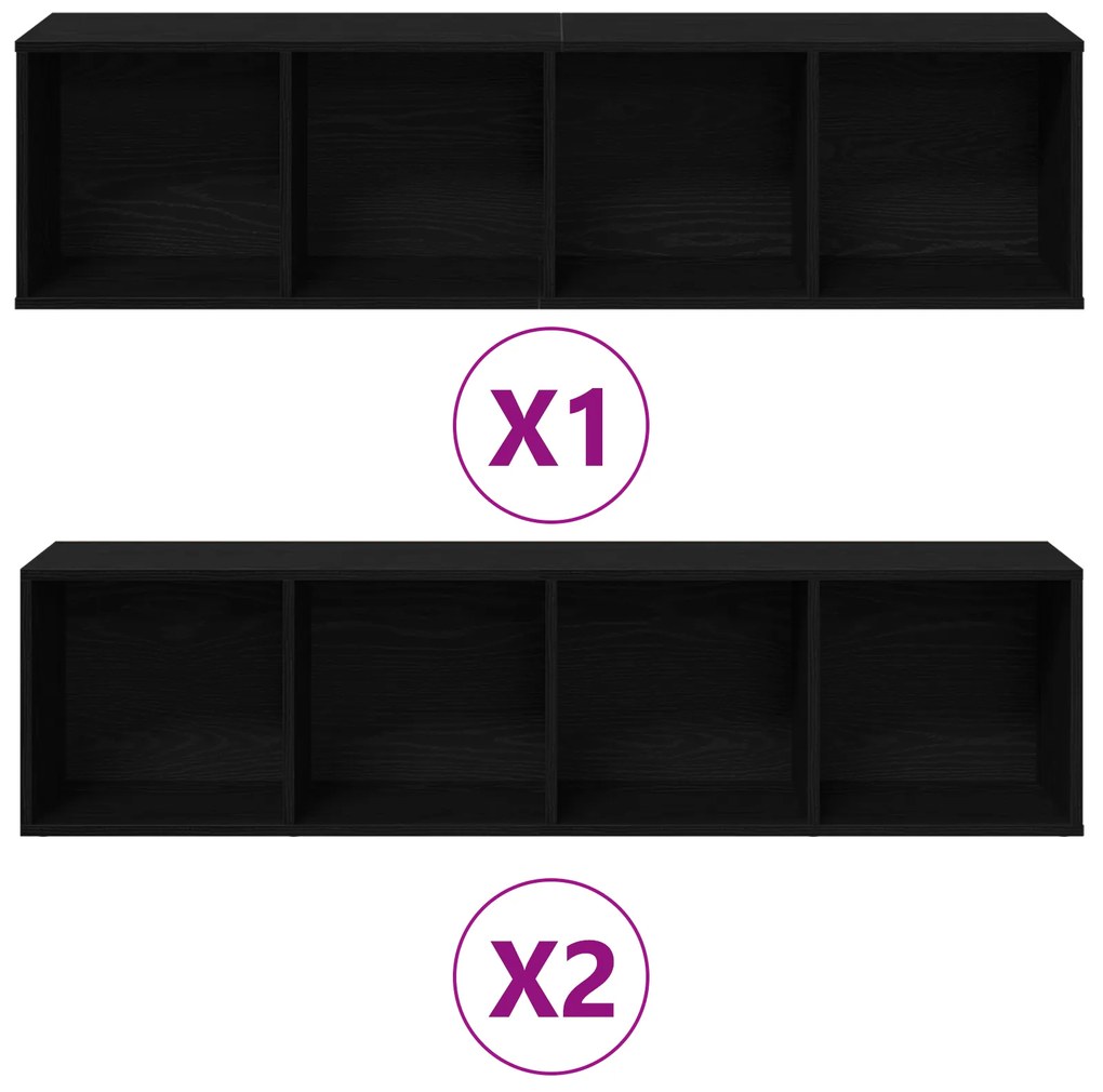 vidaXL Βιβλιοθήκες 3 τεμ Μαύρη Δρυς 36x30x143 εκ Επεξεργασμένο Ξύλο
