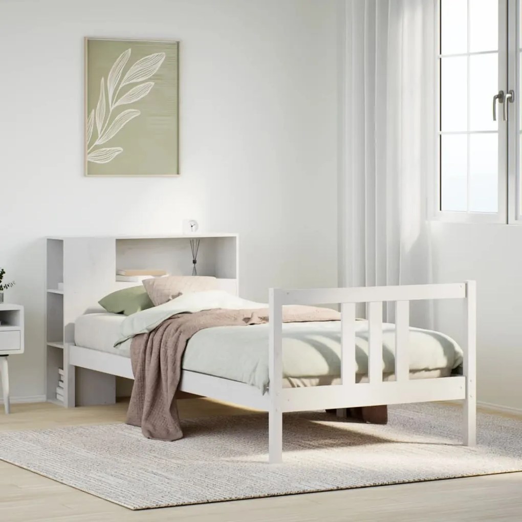 vidaXL Κρεβάτι Βιβλιοθήκη Χωρίς Στρώμα 90x200 εκ Μασίφ Ξύλο Πεύκου