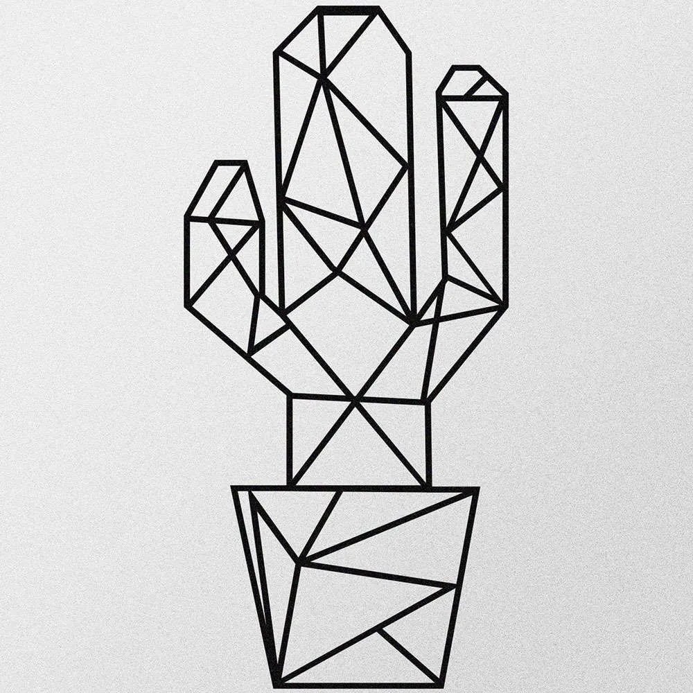 Διακοσμητικό Τοίχου Cactus 279ENZ1180 26x55cm Black Wallity Metal