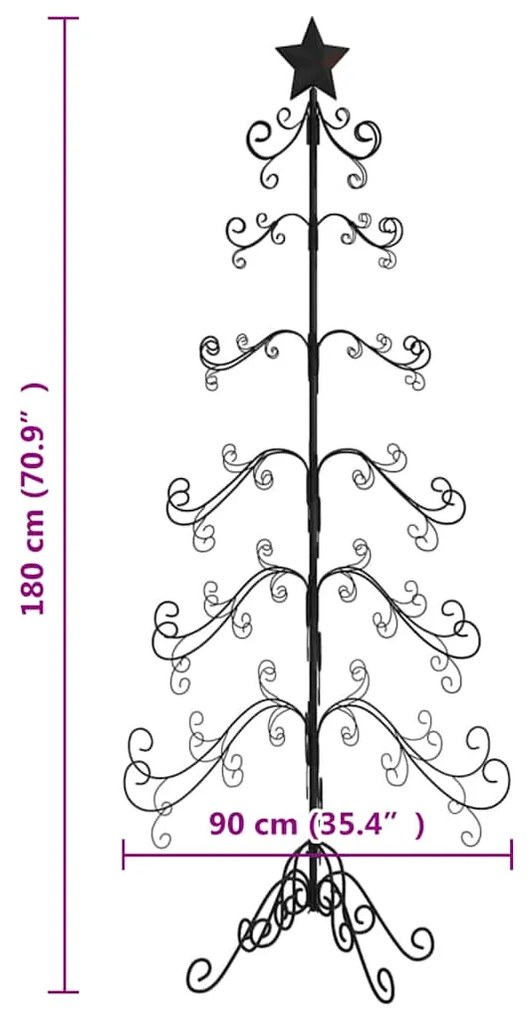 vidaXL Χριστουγεννιάτικο Δέντρο Διακοσμητικό Μαύρο 180 εκ.