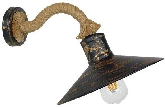 Απλίκα Φωτιστικό Τοίχου Σκουριά με Σχοινί Φ27 GloboStar BRASTA 01131-1131-Σκουριασμένο 01131