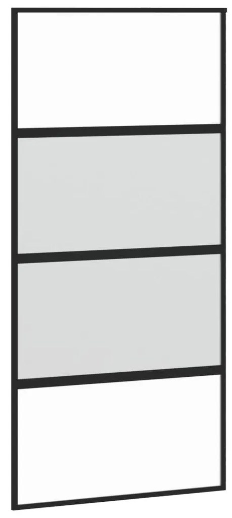 Συρόμενη Πόρτα Μαύρη 102,5 x 205 εκ. από Ψημένο Γυαλί/Αλουμίνιο - Μαύρο