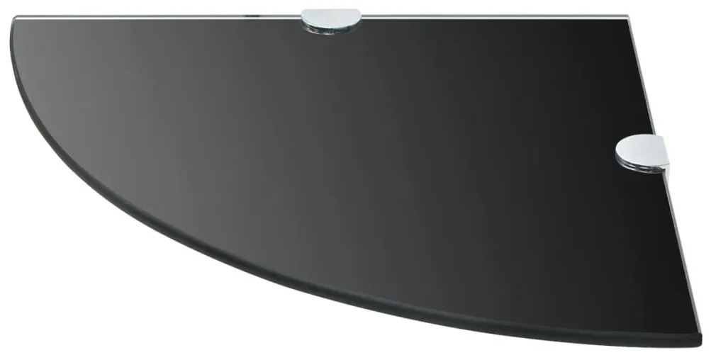 vidaXL Ράφια Γωνία 2 τεμ Μαύρα 35x35 εκ Γυάλινα + Στηρίγματα Χρωμίου