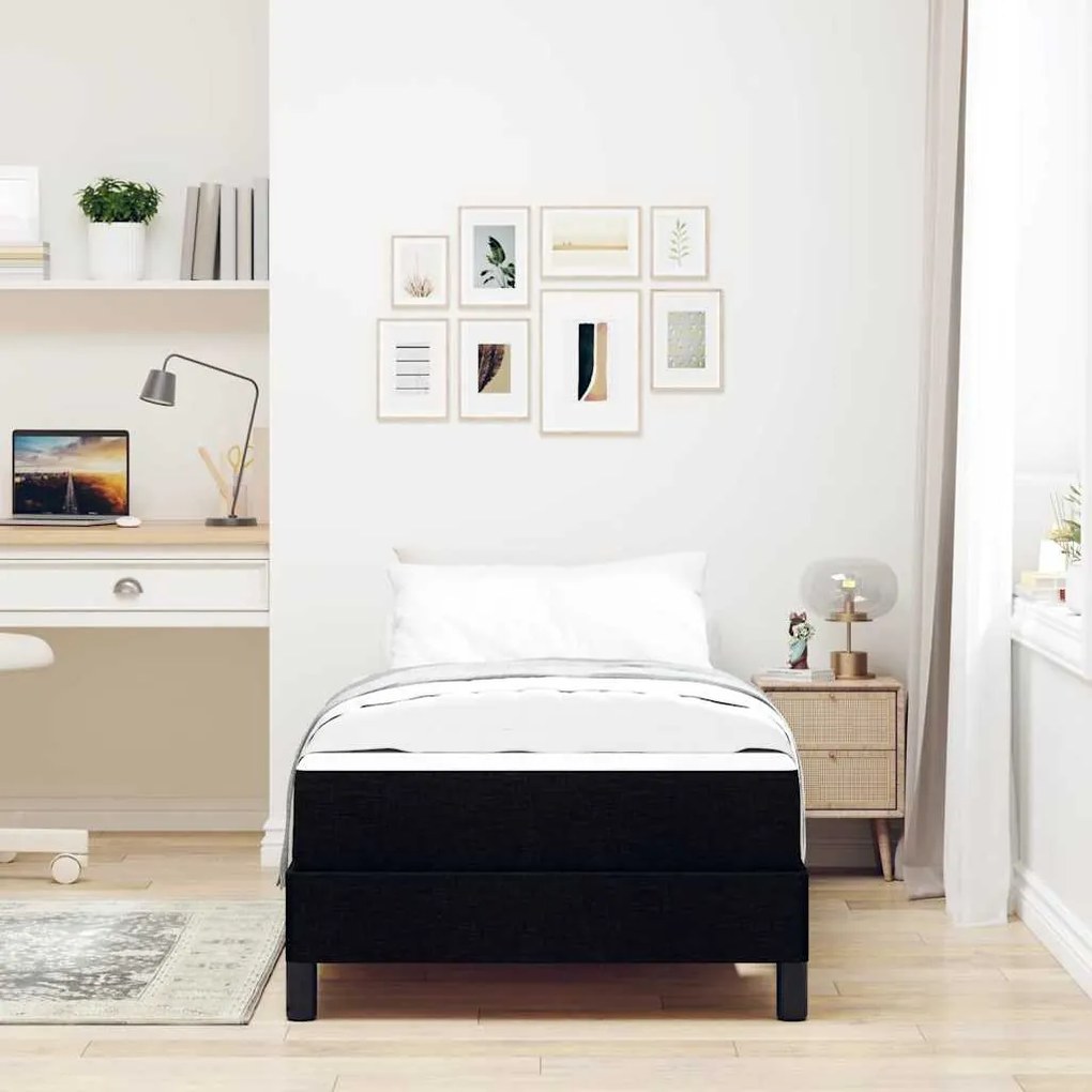 vidaXL Κρεβάτι με ελατήρια Άλλο Μαύρο 90 x 190 cm ύφασμα