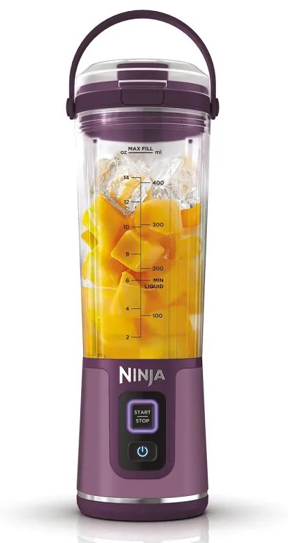 Φορητό μπλέντερ Ninja BC151EUPR, 7.4W, 530 ml, ατσάλινη λεπίδα με 6 λεπίδες, θρυμματισμός πάγου, έως 10 κύκλοι, χωρίς BPA, USB-C, Μωβ