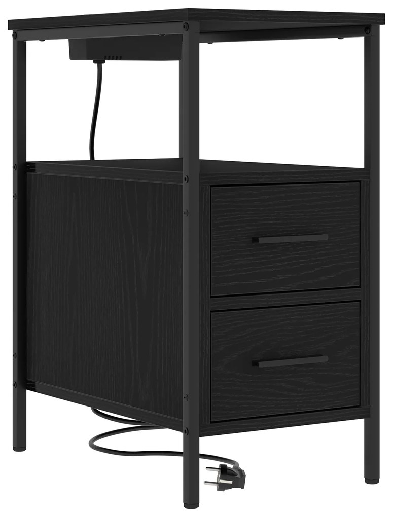 vidaXL Κομοδίνο Μαύρη δρυς 30 x 48 x 61 εκ Επεξεργασμένο ξύλο