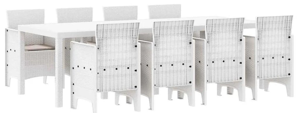 vidaXL Σέτ φαγητού για κήπο 9 pcs Ανοιχτό γκρι Rattan Polt