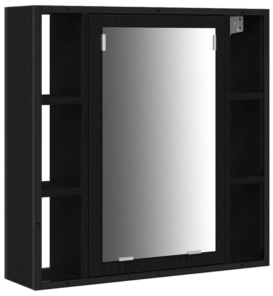 vidaXL Μονάδες Νιπτήρα Μπάνιου με ράφι 3 pcs Μαύρο Επεξεργασμένο ξύλο